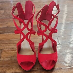 Shoe Dazzle Scarlet Strappy Heels